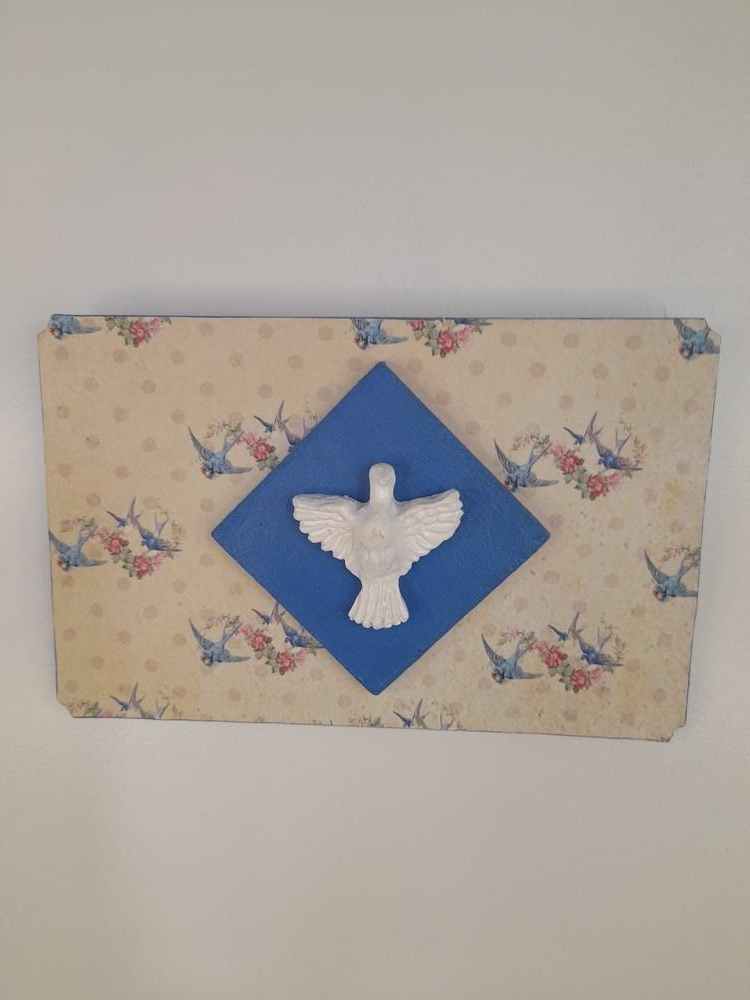 Quadro em mdf Azul Decorado com Divino