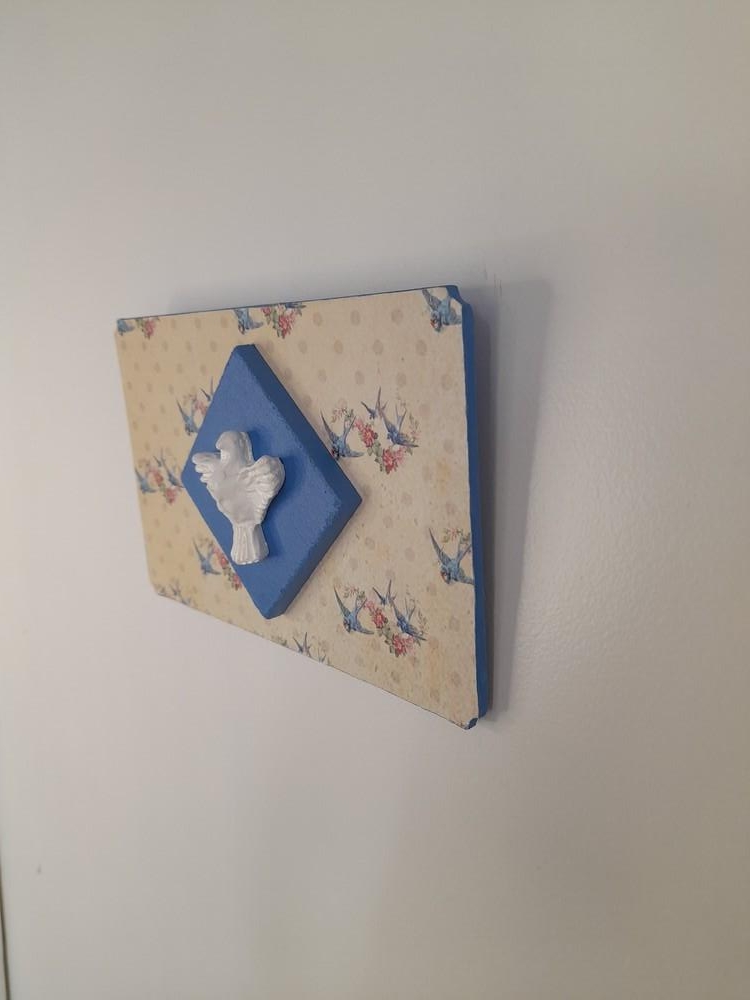 Quadro em mdf Azul Decorado com Divino