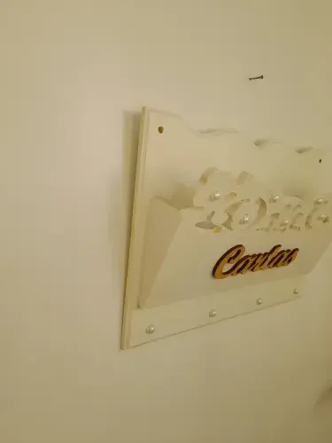 Porta Carta em mdf Branca com Corte a Laser de Flores