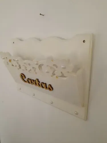 Porta Carta em mdf Branca com Corte a Laser de Flores