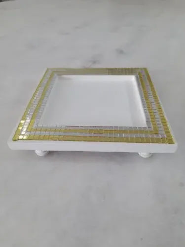 Bandeja para Lavabo em mdf Decorado com Mini Espelho