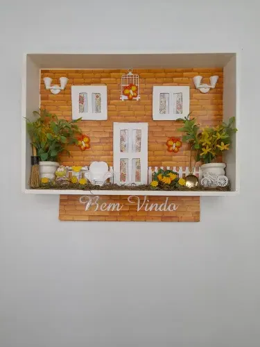 Placa Bem Vindo em mdf Branca Decorada