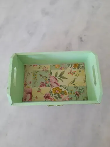 Caixote em mdf Verde Claro Multiuso Floral