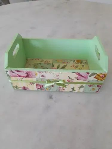 Caixote em mdf Verde Claro Multiuso Floral