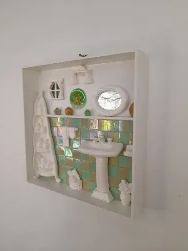 Quadro para Lavabo em mdf com Pastilha Decorado