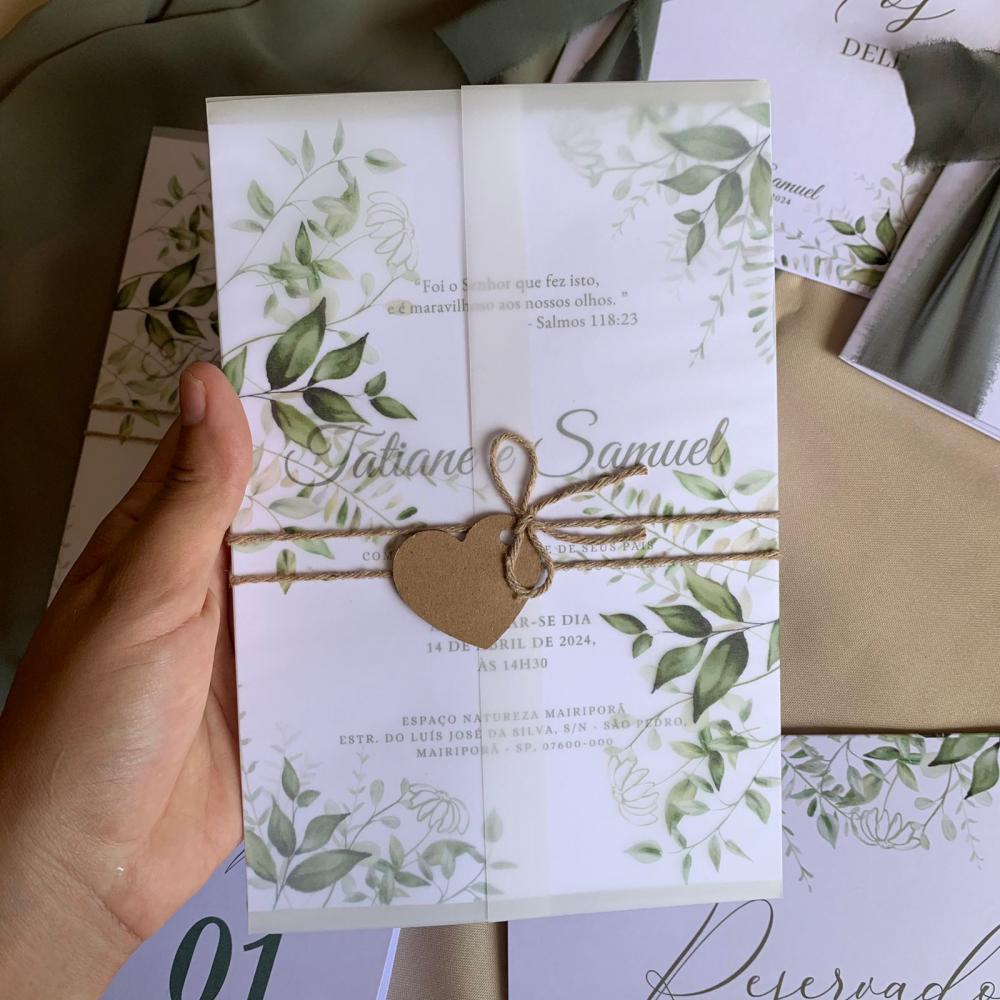 Convite de Casamento com Papel Vegetal