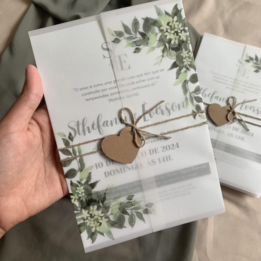 Convite de Casamento com Papel Vegetal