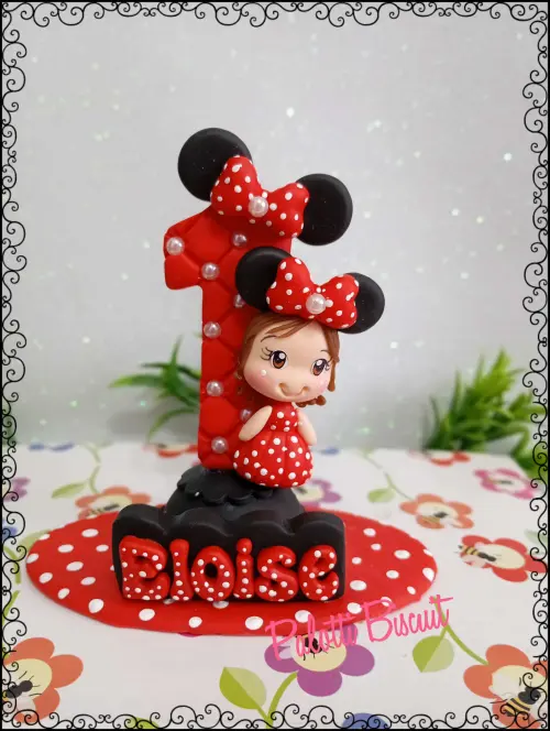 Vela Personalizada Minnie em Biscuit