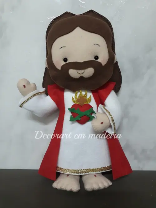 Sagrado Coração de Jesus boneco decorativo em feltro