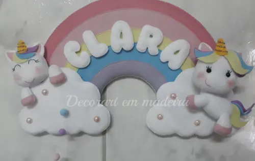 Guirlanda decoração enfeite porta maternidade - unicórnios