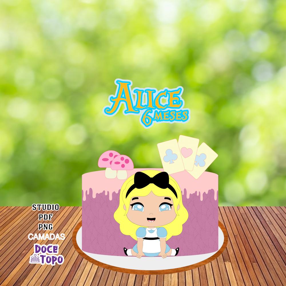 Topo de Bolo Alice Baby 01 Studio/PDF/PNG