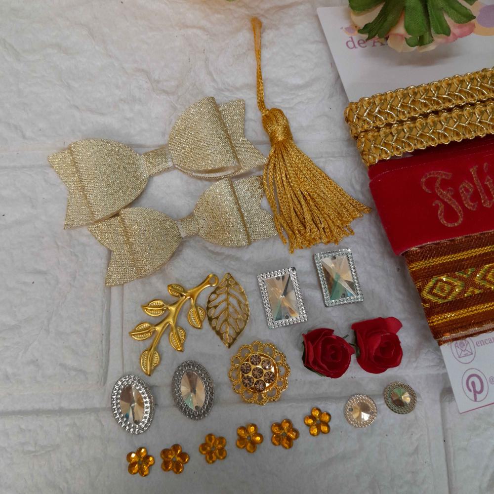 Kit Natal de Fitas e Embellishment - Kit único e exclusivo