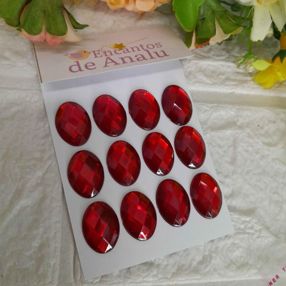 Chaton Oval Vermelho - 12 unidades