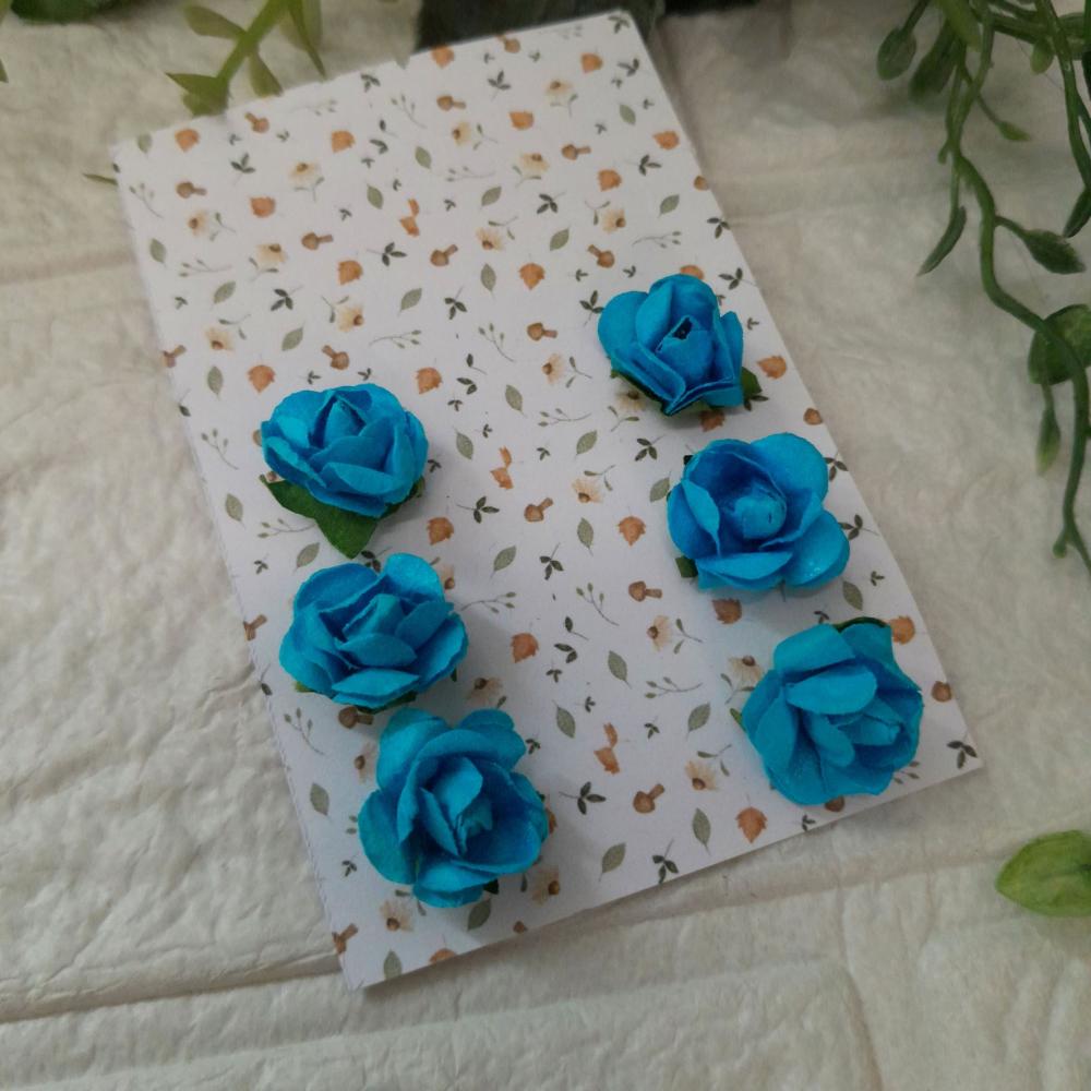 Flores de Papel Azul- cartela com 6 unidades