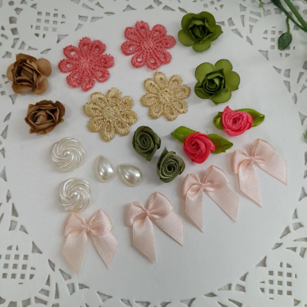 Kit de Embellishments para Artesanato e Scrapbook  cores contrast