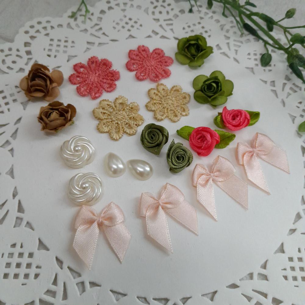 Kit de Embellishments para Artesanato e Scrapbook  cores contrast