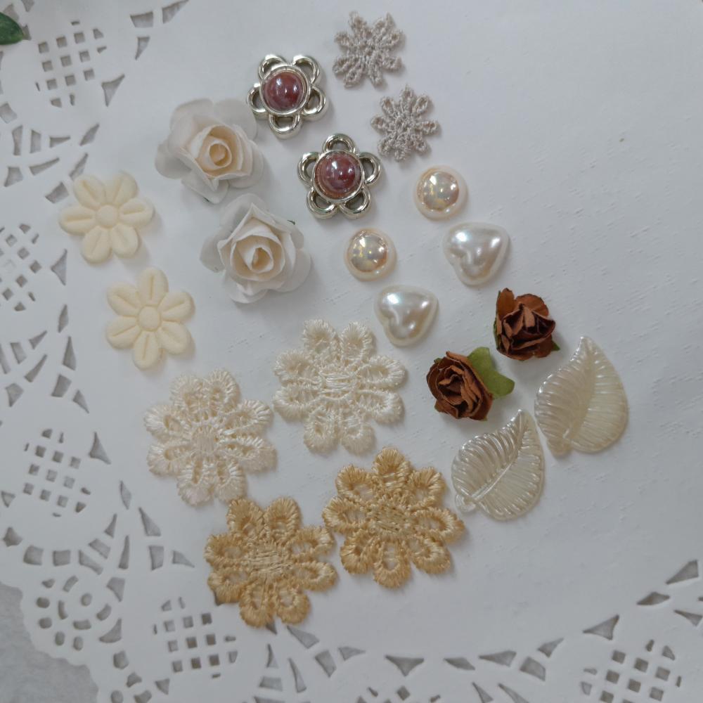 Kit de Embellishments para Artesanato e Scrapbook - Tons de Marro