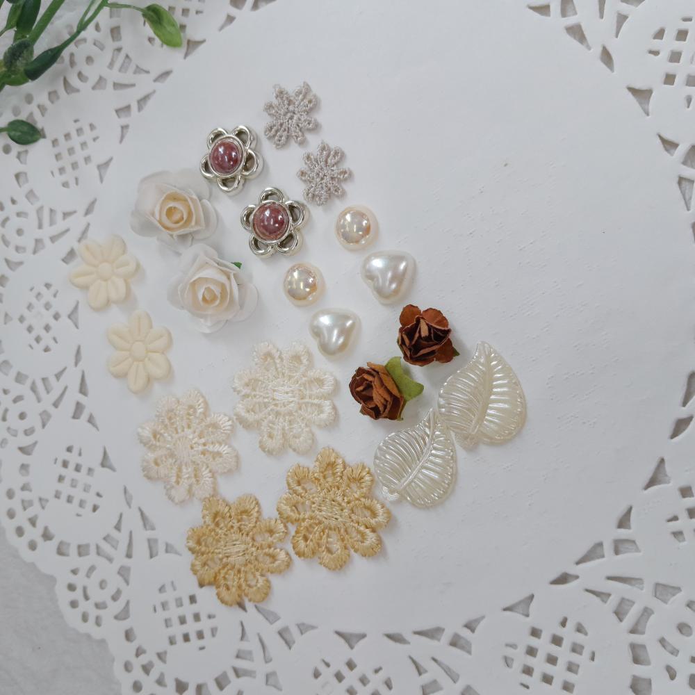 Kit de Embellishments para Artesanato e Scrapbook - Tons de Marro