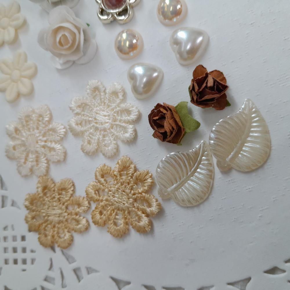 Kit de Embellishments para Artesanato e Scrapbook - Tons de Marro