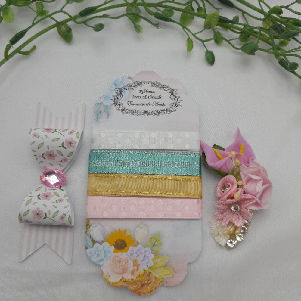 Mini Kit de Enfeites e Fitas Coordenadas para Scrapbook - Cópia