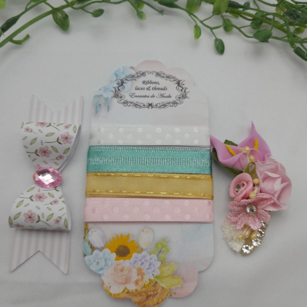 Mini Kit de Enfeites e Fitas Coordenadas para Scrapbook - Cópia