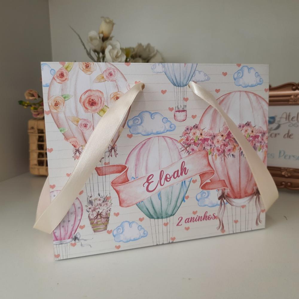 Sacolinha personalizada tema Balão e Flores