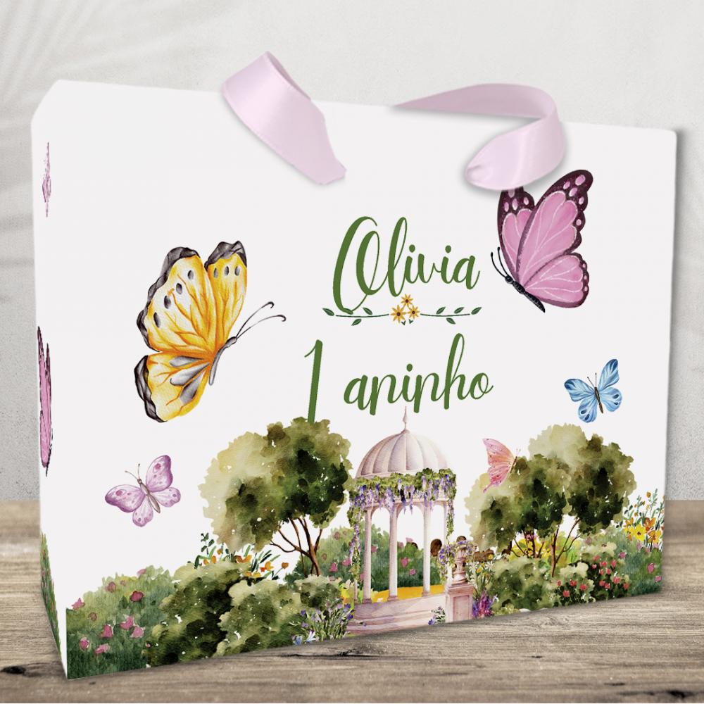 Sacola Personalizada tema Jardim e Borboletas