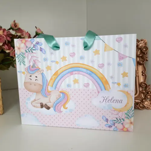 Sacolinha Personalizada tema Unicornio