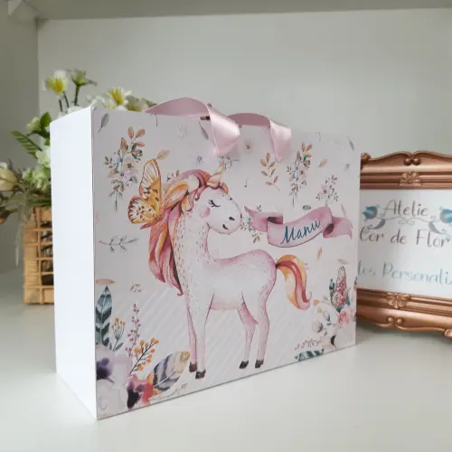 Sacolinha Personalizada tema Unicornio