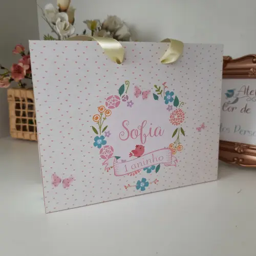 Sacolinha Personalizada tema Floral