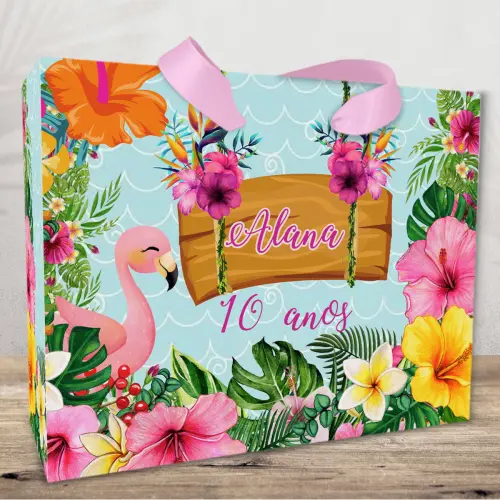 Sacola Personalizada tema Tropical Flamingo