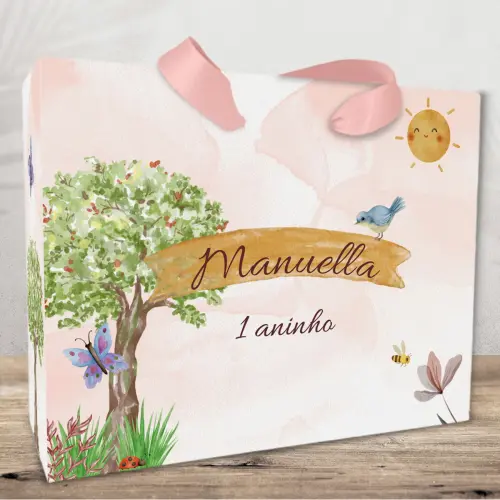 Sacola Personalizada tema Jardim e Borboletas