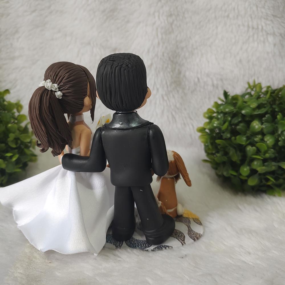 Topo casamento casal com 2 pets