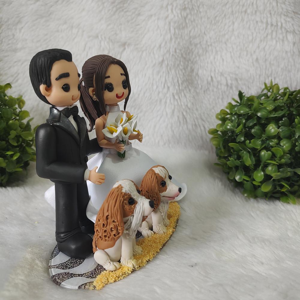 Topo casamento casal com 2 pets