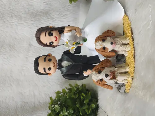 Topo casamento casal com 2 pets