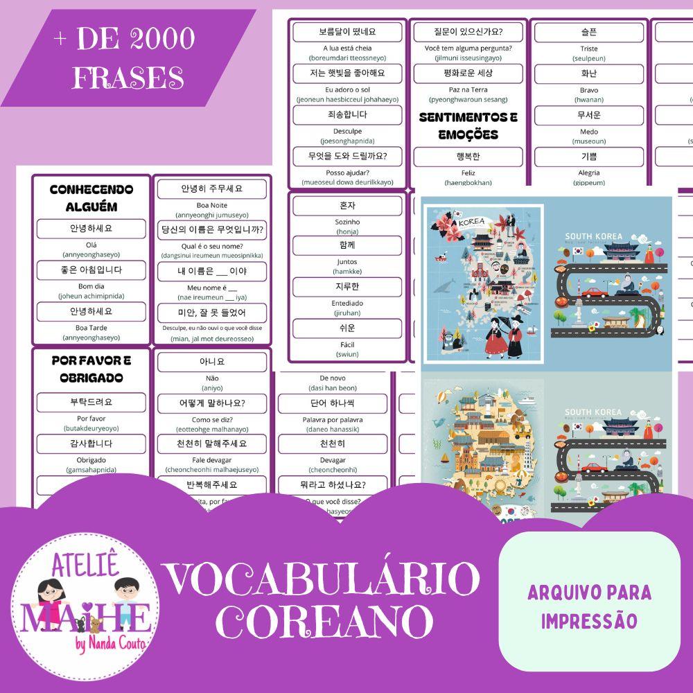 VOCABULÁRIO COREANO arquivo para impressão