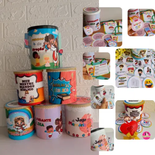 Combo kit de latas bíblicos RECANTO DO SABER INFANTIL