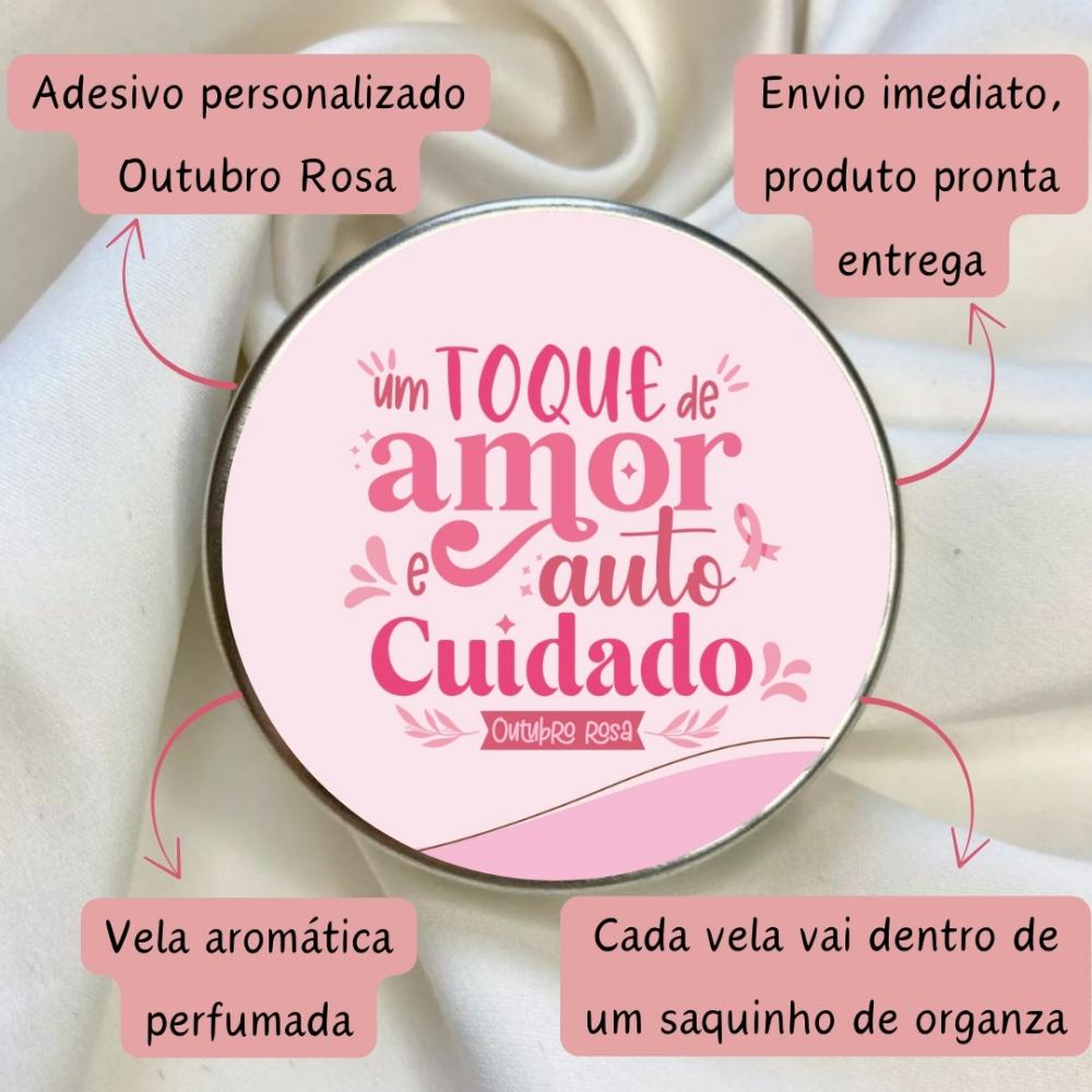 Lembrancinha brinde vela aromática perfumada outubro rosa 2024