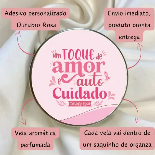 Lembrancinha brinde vela aromática perfumada outubro rosa 2024