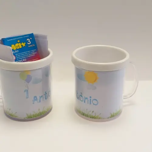 Caneca com kit colorir Sol e Nuvem