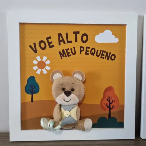 Kit Decoração Quarto do Bebê, Quadros + Varal de berço no tema  Urso