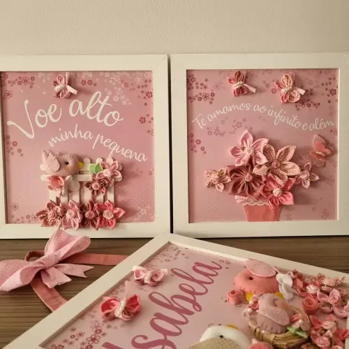 Quadros Decoração + Porta Maternidade Passarinhos