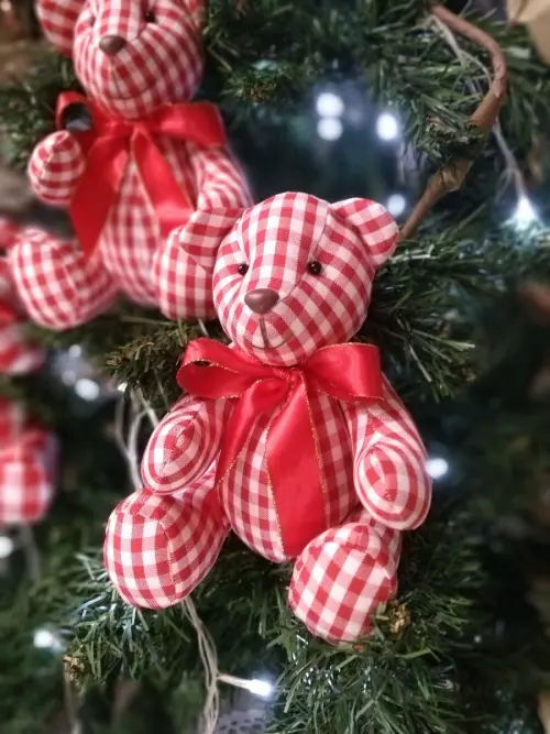 Urso para Decoração de Natal xadrez