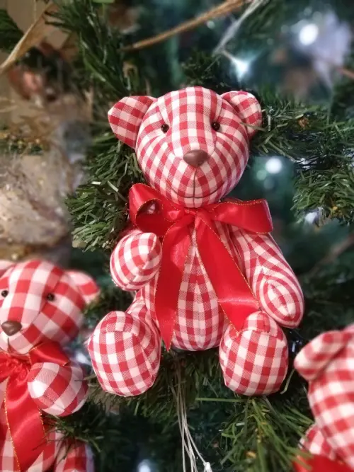 Urso para Decoração de Natal xadrez