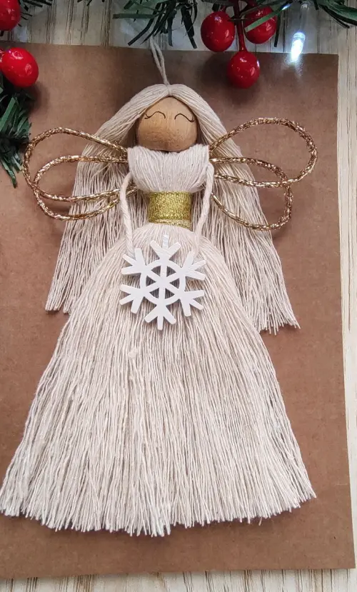 Anjo em Macrame Enfeite de Natal Pingente Árvore