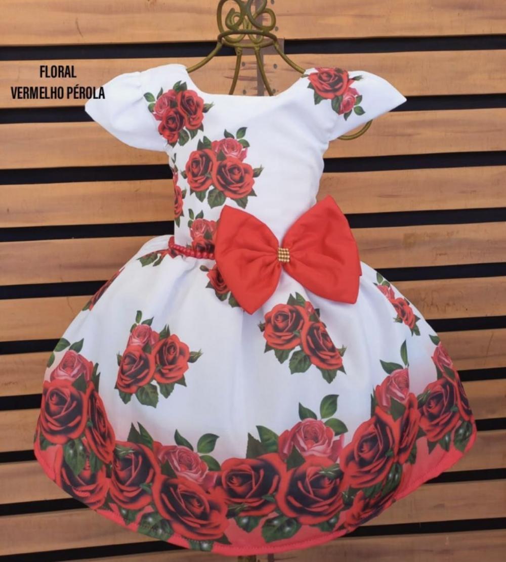 Vestido Floral de Rosas Vermelhas