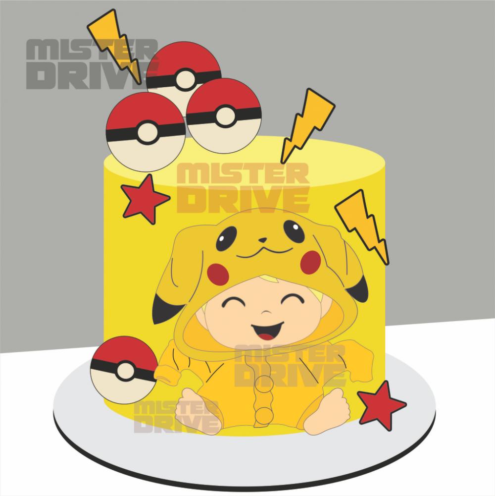 Topo de Bolo Pokemon Pikachu Arquivo de Corte