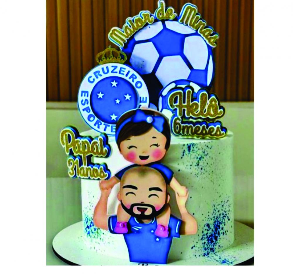 Topo de Bolo Futebol Pai e Filha