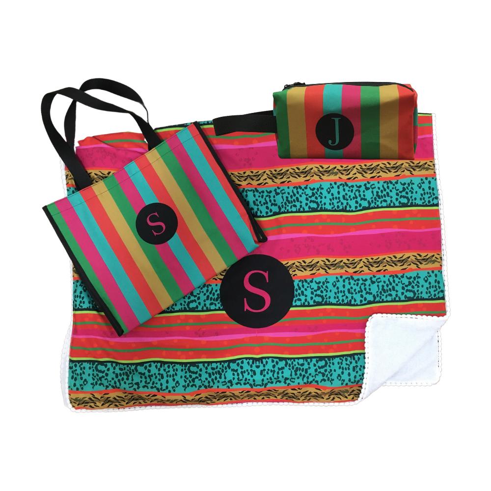 KIT PRAIA FEMININO PERSONALIZADO: COM BOLSA, CANGA E NECESSAIRE B