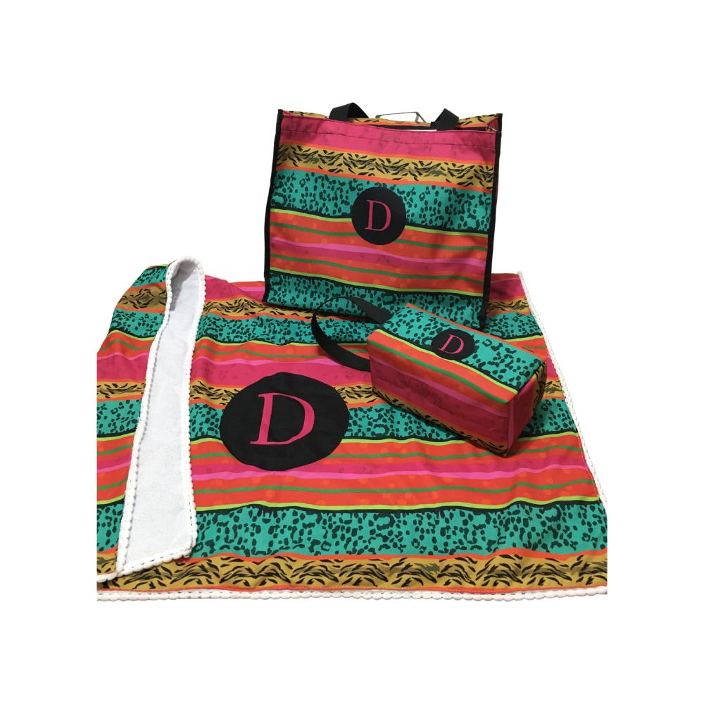 KIT PRAIA FEMININO PERSONALIZADO: COM BOLSA, CANGA E NECESSAIRE B